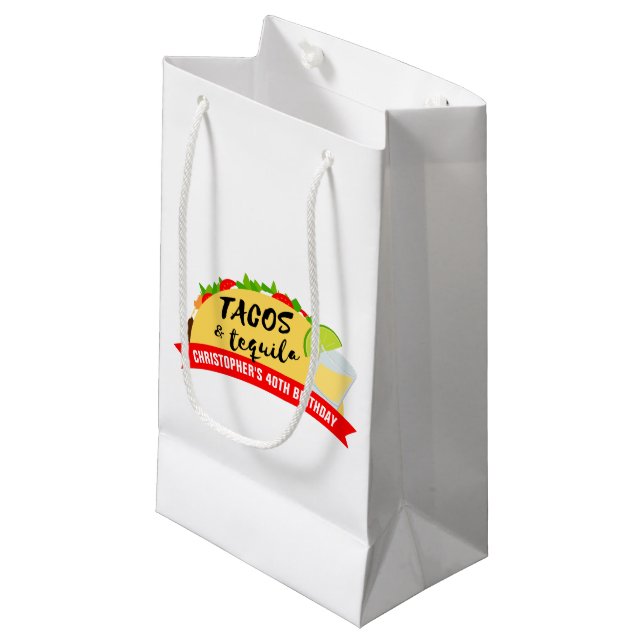 Sacola Para Presentes Pequena Tacos e Tequila (Frente inclinada)