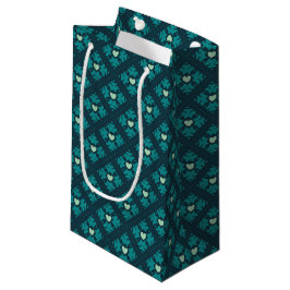 Sacola Para Presentes Pequena Teal Deco Hearts Patterned Gift Bag