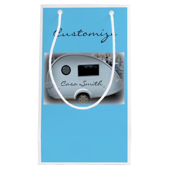 Sacola Para Presentes Pequena Teardrop gypsy caravana feliz copos (Frente)