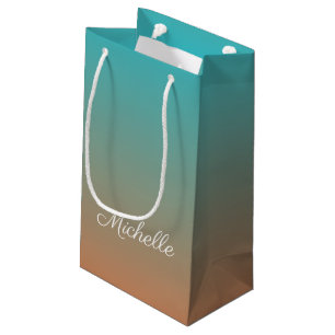 Sacola Para Presentes Pequena Tecido marrom e azul personalizado