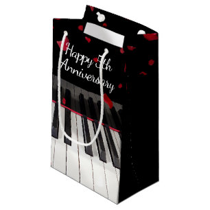 Sacola Para Presentes Pequena Teclado Piano de 5 Aniversário