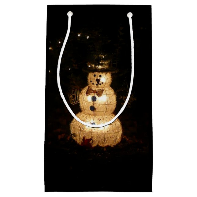 Sacola Para Presentes Pequena Tela de luz de feriado Snowman (Frente)