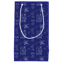 Sacola Para Presentes Pequena Telescope Schematics Gift Bag in Blue