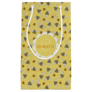 Sacola Para Presentes Pequena Tendy Yellow Buzzing Bees Summer