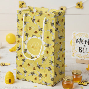 Sacola Para Presentes Pequena Tendy Yellow Buzzing Primavera e Summer Honeybee