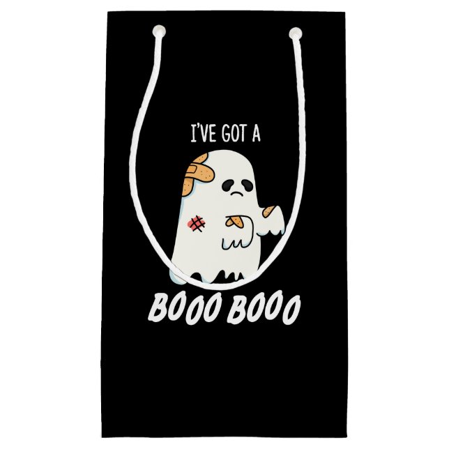 Sacola Para Presentes Pequena Tenho um Boo Boo Engraçado Fantasma Dark BG (Frente)