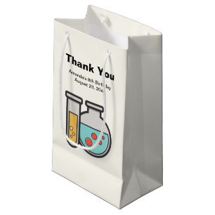 Sacola Para Presentes Pequena Teste de Química Tubo e Beaker Aniversário Obrigad