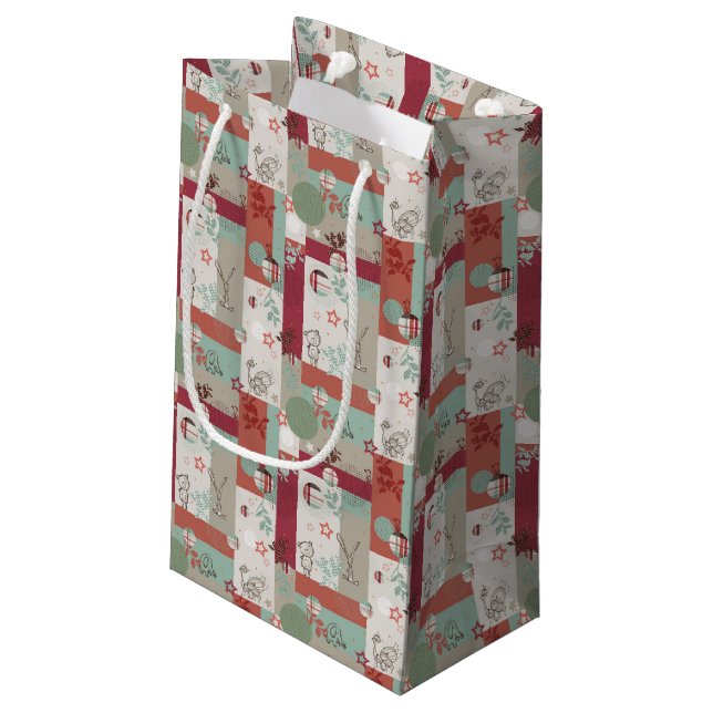 Sacola Para Presentes Pequena Teste padrão 2 da edredão do bebê (Verso inclinado)
