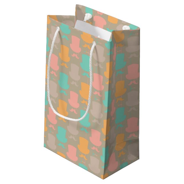 Sacola Para Presentes Pequena Teste padrão 2 do bigode (Verso inclinado)
