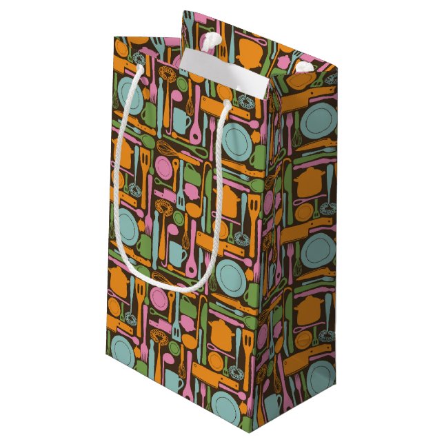 Sacola Para Presentes Pequena Teste padrão 3 dos utensílios da cozinha (Verso inclinado)