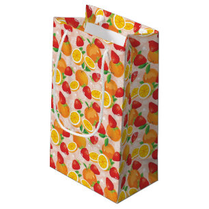 Sacola Para Presentes Pequena Teste padrão abstrato com morango