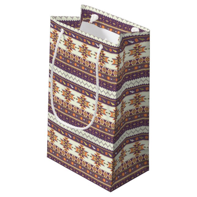 Sacola Para Presentes Pequena Teste padrão asteca colorido (Verso inclinado)