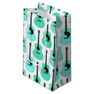 Sacola Para Presentes Pequena Teste padrão azul das guitarra acústicas