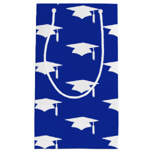 Sacola Para Presentes Pequena Teste padrão azul dos bonés de formatura -