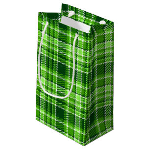 Sacola Para Presentes Pequena Teste padrão Checkered da cor verde