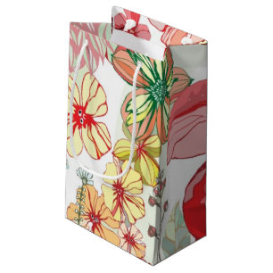 Sacola Para Presentes Pequena Teste padrão com flores vermelhas