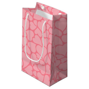 Sacola Para Presentes Pequena Teste padrão cor-de-rosa dos corações
