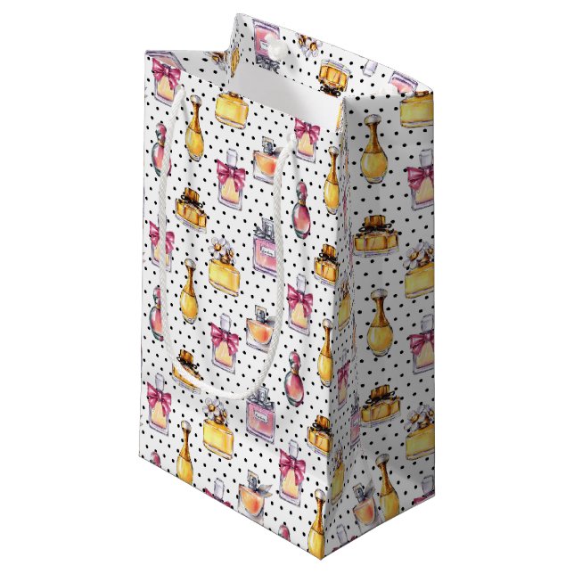 Sacola Para Presentes Pequena Teste padrão da garrafa de Parfum (Frente inclinada)