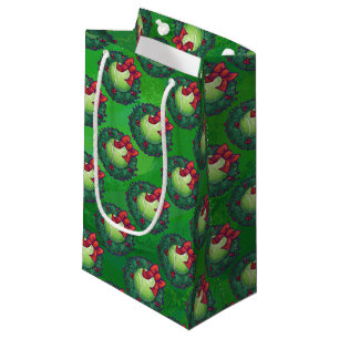 Sacola Para Presentes Pequena Teste padrão da grinalda do Natal da bola de tên