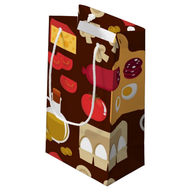 Sacola Para Presentes Pequena Teste padrão da pizza (Verso inclinado)