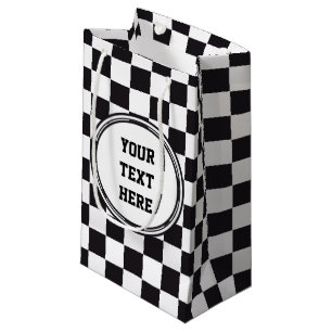 Sacola Para Presentes Pequena Teste padrão das corridas de carros/xadrez + seu