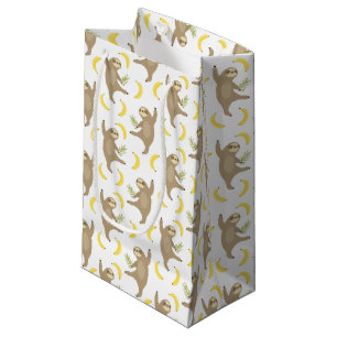 Sacola Para Presentes Pequena Teste padrão das preguiças & das bananas