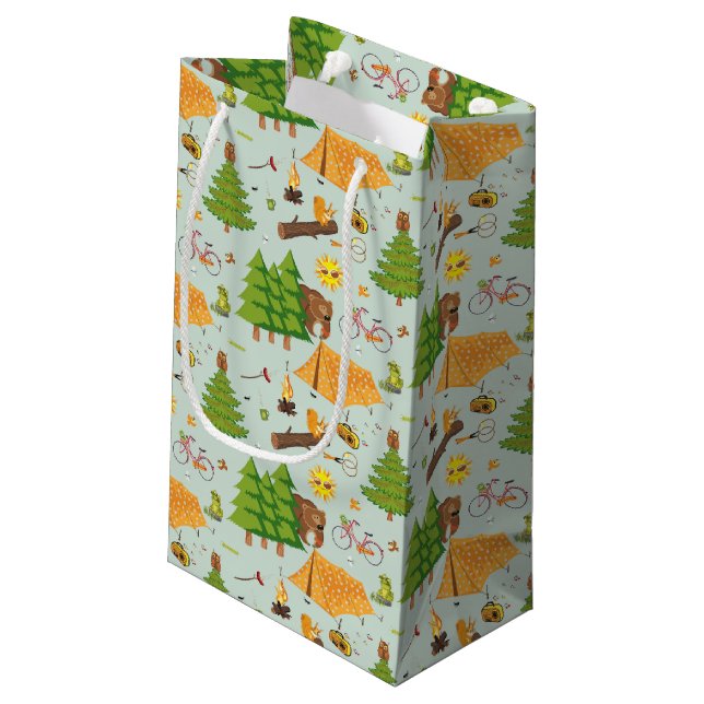 Sacola Para Presentes Pequena Teste padrão de acampamento (Verso inclinado)