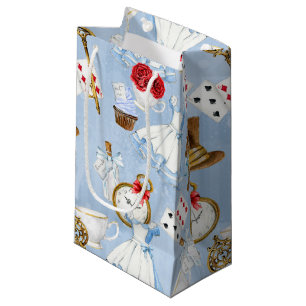 Sacola Para Presentes Pequena Teste padrão de Alice do país das maravilhas