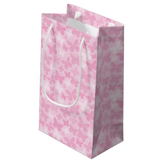 Sacola Para Presentes Pequena Teste padrão de borboleta (Verso inclinado)