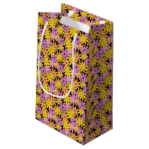 Sacola Para Presentes Pequena Teste padrão de flores do Gerbera, fundo