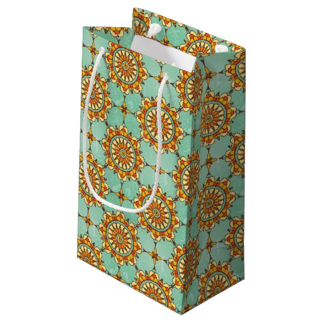 Sacola Para Presentes Pequena Teste padrão decorativo (Verso inclinado)