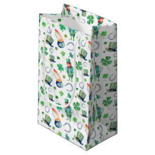 Sacola Para Presentes Pequena Teste padrão do dia de St Patrick da aguarela