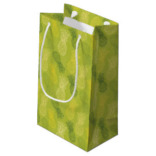 Sacola Para Presentes Pequena Teste padrão do esboço do abacaxi no verde