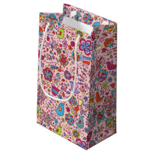 Sacola Para Presentes Pequena Teste padrão do primavera com flores coloridas