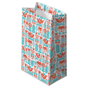Sacola Para Presentes Pequena Teste padrão finlandês da arte popular do Fox &