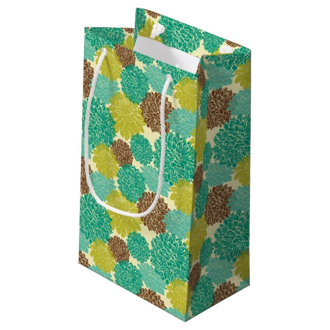 Sacola Para Presentes Pequena Teste padrão floral 2 (Verso inclinado)