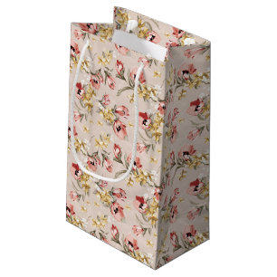 Sacola Para Presentes Pequena Teste padrão floral 3 da elegância abstrata