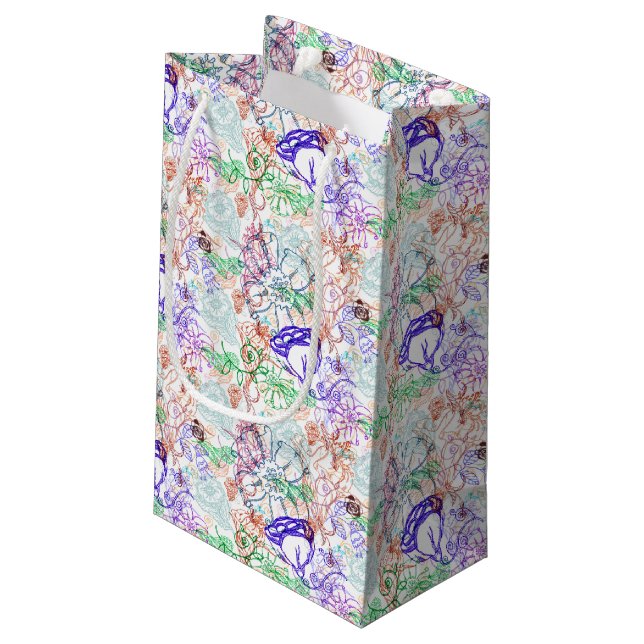 Sacola Para Presentes Pequena Teste padrão floral 8 (Verso inclinado)