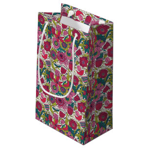 Sacola Para Presentes Pequena Teste padrão floral brilhante