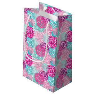 Sacola Para Presentes Pequena Teste padrão floral brilhante 2