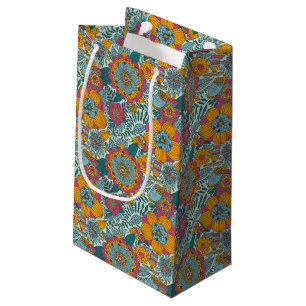 Sacola Para Presentes Pequena Teste padrão floral colorido