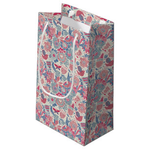 Sacola Para Presentes Pequena Teste padrão floral com pássaro e borboleta