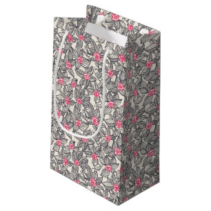 Sacola Para Presentes Pequena Teste padrão floral com pássaros dos desenhos