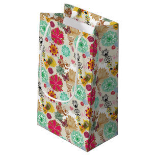 Sacola Para Presentes Pequena Teste padrão floral no estilo retro