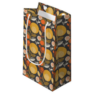 Sacola Para Presentes Pequena Teste padrão floral retro clássico