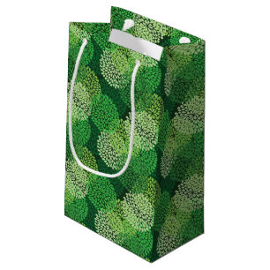 Sacola Para Presentes Pequena Teste padrão floral verde
