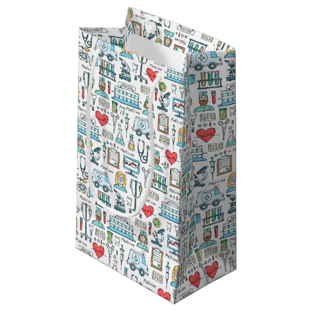 Sacola Para Presentes Pequena Teste padrão médico do design (Frente inclinada)