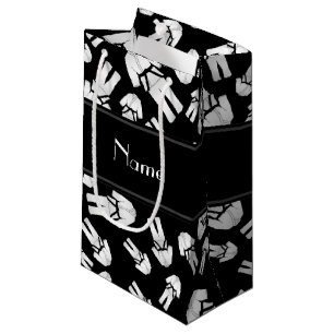 Sacola Para Presentes Pequena Teste padrão preto conhecido personalizado do