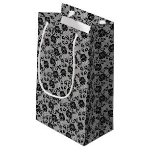 Sacola Para Presentes Pequena Teste padrão preto do laço no fundo branco