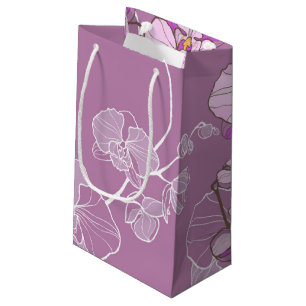 Sacola Para Presentes Pequena Teste padrão roxo da orquídea